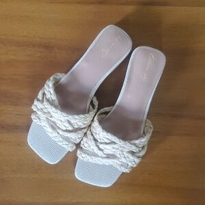 Circus NY Sam Edelman Jori Woven Raffia Slide Sandals Sz 8 Anthropologie Boho